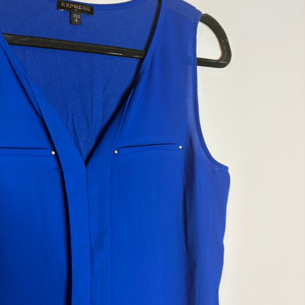 🔆 Express royal blue mixed media sleeveless tank blouse - Picture 2 of 5
